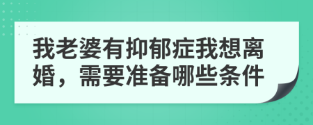 我老婆有抑郁症我想离婚，需要准备哪些条件