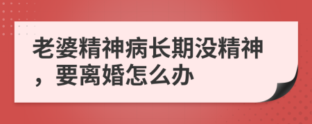 老婆精神病长期没精神，要离婚怎么办