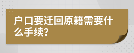 户口要迁回原籍需要什么手续？