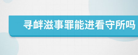 寻衅滋事罪能进看守所吗