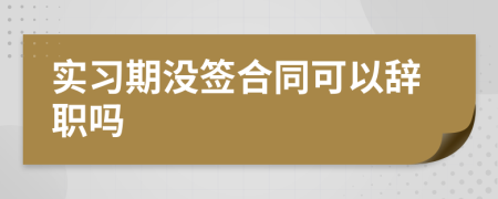 实习期没签合同可以辞职吗