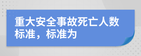 重大安全事故死亡人数标准，标准为