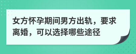 女方怀孕期间男方出轨，要求离婚，可以选择哪些途径