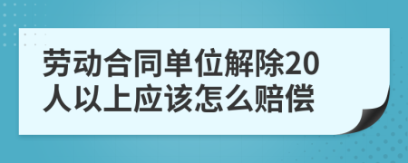 劳动合同单位解除20人以上应该怎么赔偿