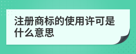 注册商标的使用许可是什么意思