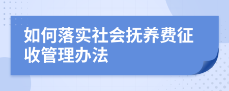 如何落实社会抚养费征收管理办法