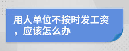 用人单位不按时发工资，应该怎么办