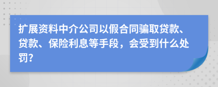 扩展资料中介公司以假合同骗取贷款、贷款、保险利息等手段，会受到什么处罚？