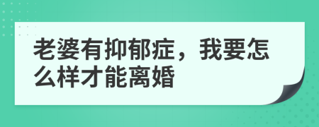 老婆有抑郁症，我要怎么样才能离婚