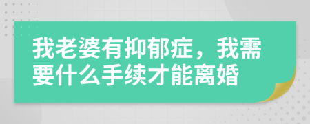 我老婆有抑郁症，我需要什么手续才能离婚