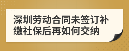 深圳劳动合同未签订补缴社保后再如何交纳