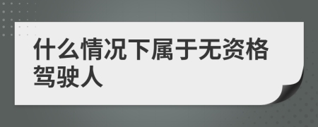 什么情况下属于无资格驾驶人