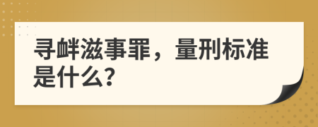 寻衅滋事罪，量刑标准是什么？