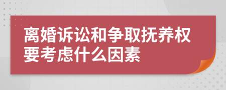 离婚诉讼和争取抚养权要考虑什么因素