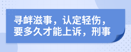 寻衅滋事，认定轻伤，要多久才能上诉，刑事