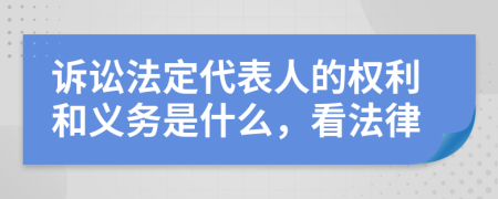 诉讼法定代表人的权利和义务是什么，看法律