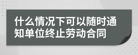 什么情况下可以随时通知单位终止劳动合同