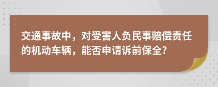 交通事故中，对受害人负民事赔偿责任的机动车辆，能否申请诉前保全?