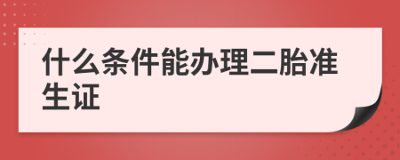 什么条件能办理二胎准生证