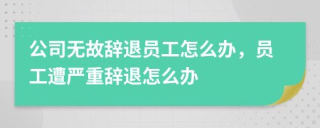 公司无故辞退员工怎么办，员工遭严重辞退怎么办