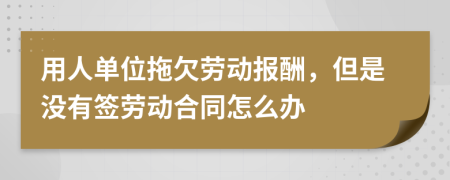 用人单位拖欠劳动报酬，但是没有签劳动合同怎么办