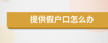 提供假户口怎么办