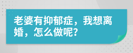 老婆有抑郁症，我想离婚，怎么做呢？