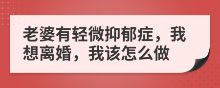 老婆有轻微抑郁症，我想离婚，我该怎么做