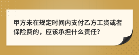 甲方未在规定时间内支付乙方工资或者保险费的，应该承担什么责任？