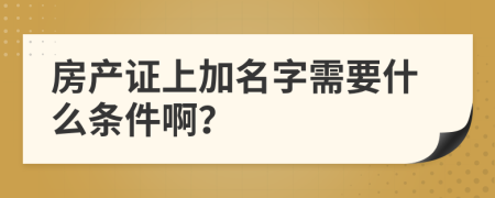 房产证上加名字需要什么条件啊？