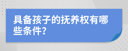 具备孩子的抚养权有哪些条件？