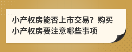 小产权房能否上市交易？购买小产权房要注意哪些事项