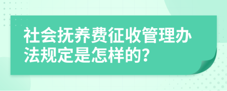 社会抚养费征收管理办法规定是怎样的？