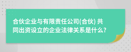 合伙企业与有限责任公司(合伙) 共同出资设立的企业法律关系是什么?