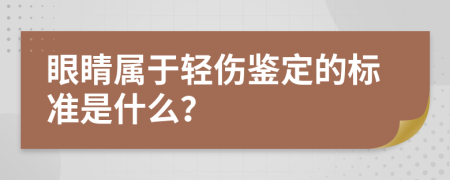 眼睛属于轻伤鉴定的标准是什么？