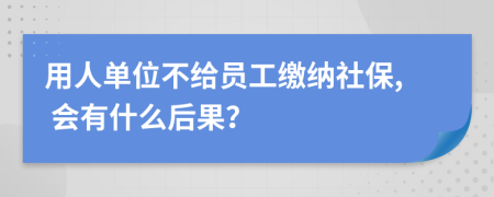 用人单位不给员工缴纳社保, 会有什么后果？