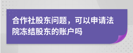 合作社股东问题，可以申请法院冻结股东的账户吗