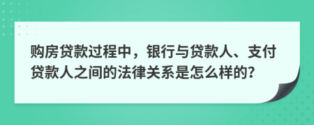 购房贷款过程中，银行与贷款人、支付贷款人之间的法律关系是怎么样的？