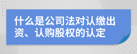 什么是公司法对认缴出资、认购股权的认定