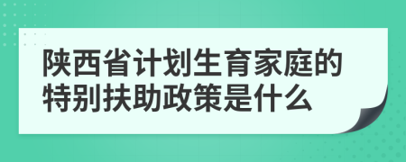 陕西省计划生育家庭的特别扶助政策是什么