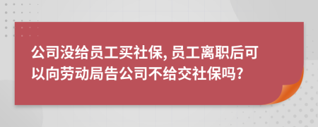 公司没给员工买社保, 员工离职后可以向劳动局告公司不给交社保吗?