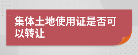 集体土地使用证是否可以转让