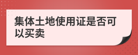集体土地使用证是否可以买卖