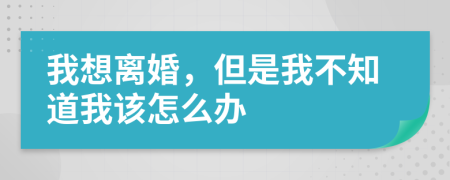 我想离婚，但是我不知道我该怎么办