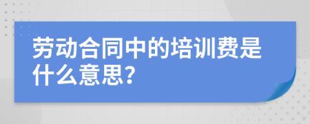 劳动合同中的培训费是什么意思？