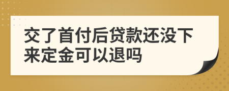 交了首付后贷款还没下来定金可以退吗