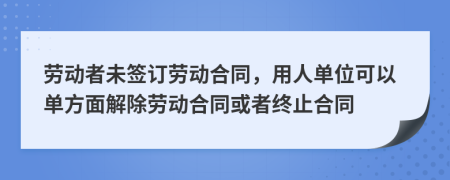 劳动者未签订劳动合同，用人单位可以单方面解除劳动合同或者终止合同