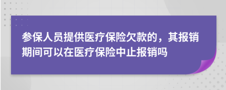 参保人员提供医疗保险欠款的，其报销期间可以在医疗保险中止报销吗