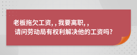 老板拖欠工资, , 我要离职, , 请问劳动局有权利解决他的工资吗?