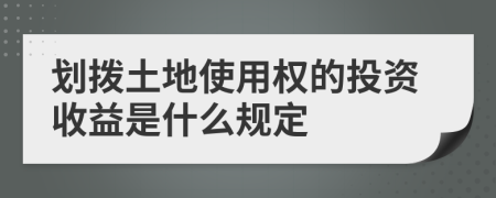 划拨土地使用权的投资收益是什么规定